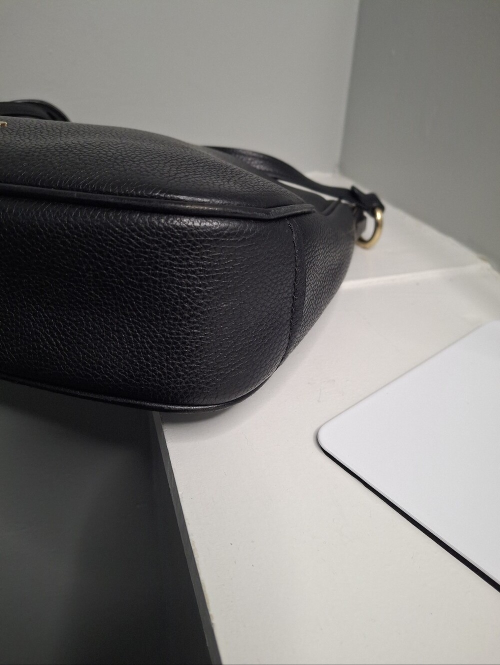 Coach Chaise Black Polished Pebble Leather Crossbody Bag Gold Hardware - Picture 6 of 9
